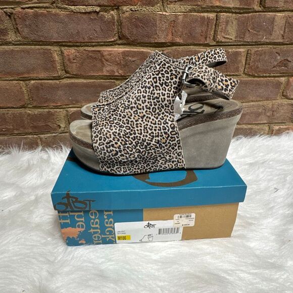 OTBT Women’s Jaunt Stone Cheetah Leather Wedge Platform Open Toe Sz 10 - Picture 11 of 11